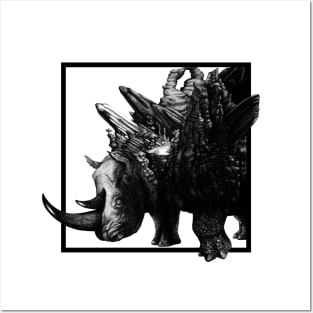 Rhino Mountain - Black Posters and Art